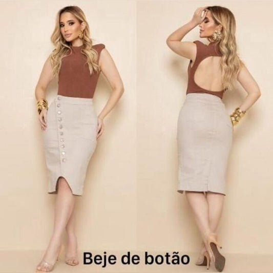 SAIA JEANS BEGE BOTOES FRENTE 40