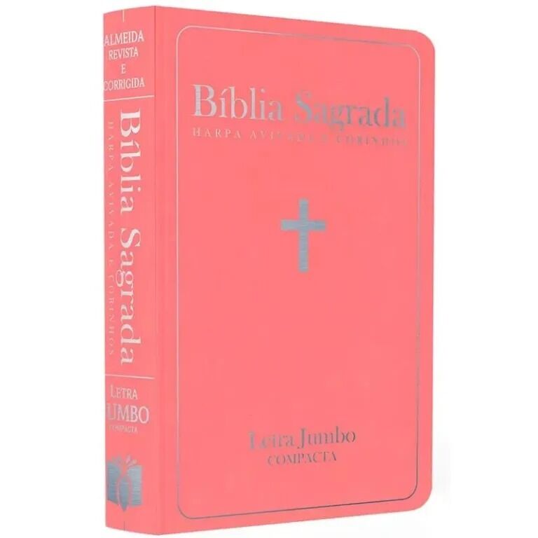 Bíblia Sagrada com Harpa Avivada e Corinhos | ARC | Letra Jumbo | Capa Semiflexível Rosa