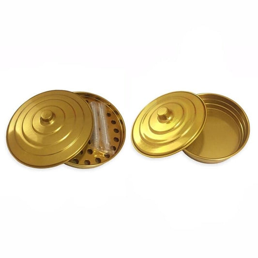 Kit Com 2 Bandejas Douradas + Cálices + Bandeja para Pães Santa Ceia