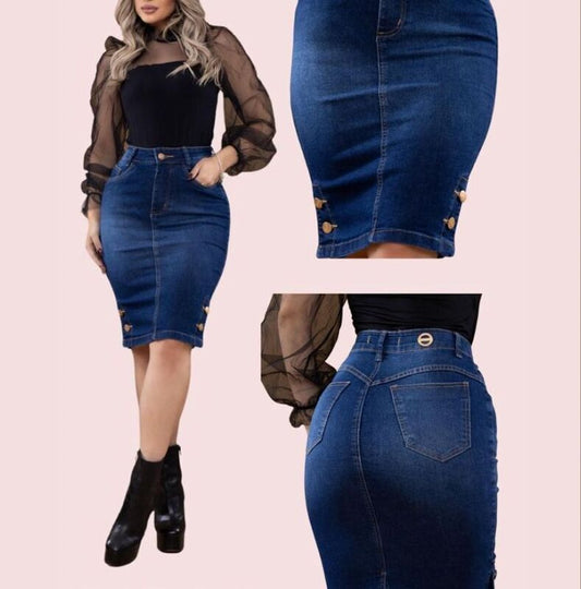 SAIA JEANS COM DOIS BOTOES LATERAIS NA BARRA 36