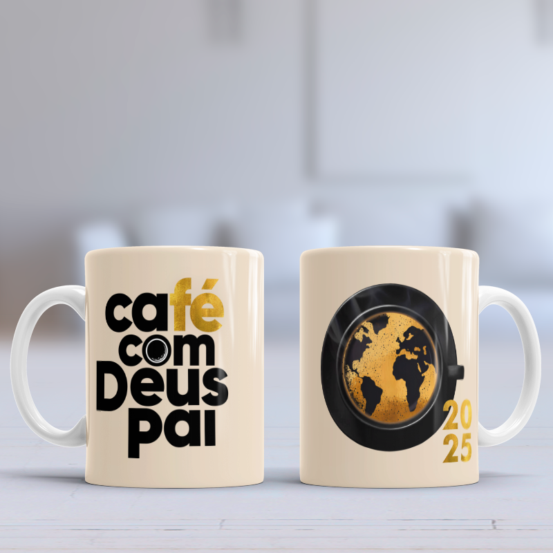 Caneca Café com Deus pai modelo D