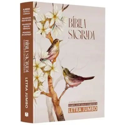 BÍBLIA SAGRADA PÁSSAROS CAPA DURA HARPA E CORINHOS LETRA JUMBO
