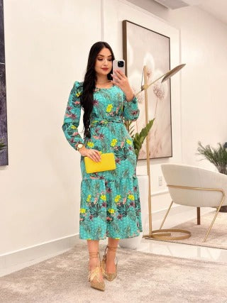 VESTIDO MIDI CREPINHO MANGA LONGA - ANA