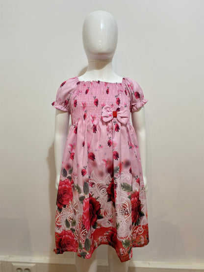 VESTIDO MANGA BUFANTE ROSAS VERMELHA