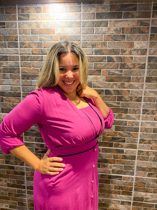 VESTIDO LONGO COM BOTÕES - PRISCILA