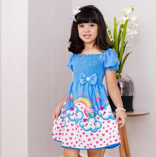 VESTIDO MANGA BUFANTE CHUVA DE BENÇÃOS