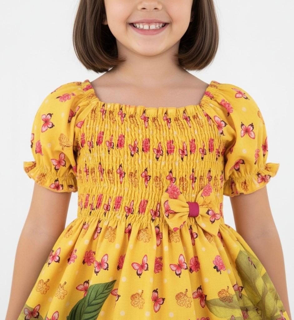 Yellow floral puffy hair - 2 years