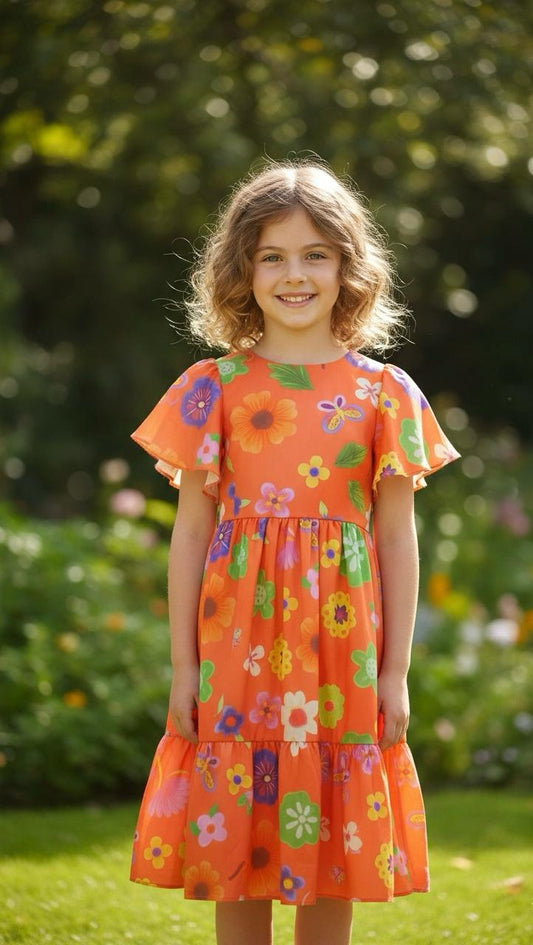 VESTIDO MARISTELA ESTAMPA LARANJA