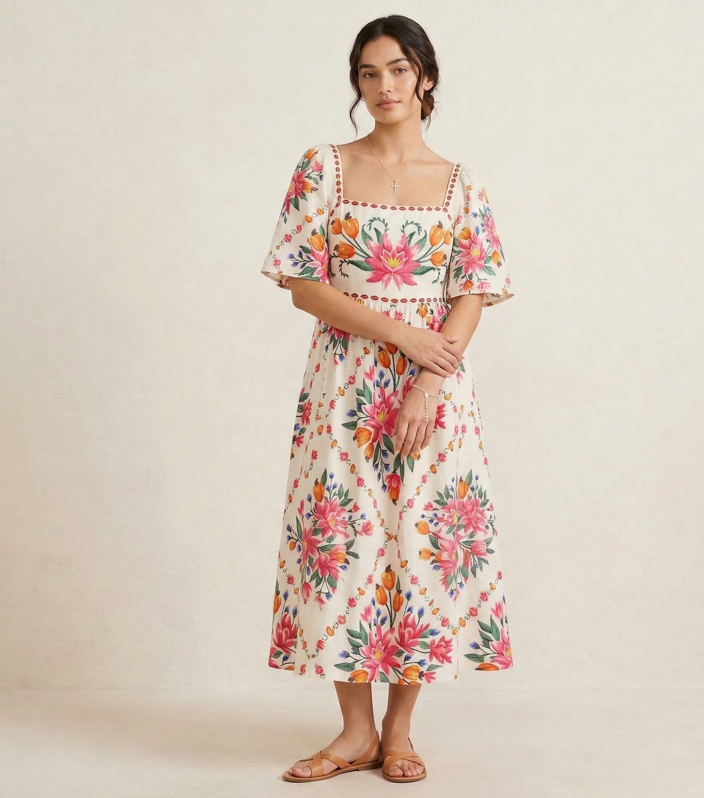 VESTIDO MIDI FLORAL BRISA TROPICAL