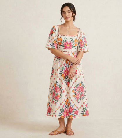 VESTIDO MIDI FLORAL BRISA TROPICAL