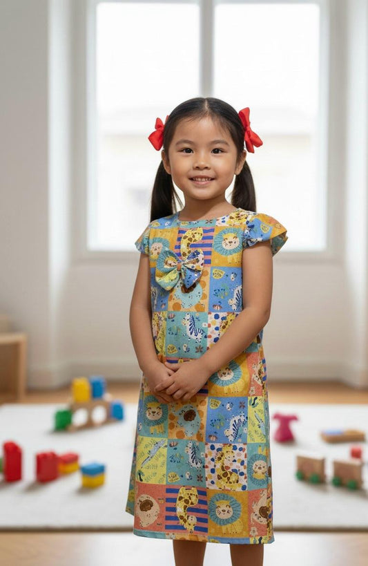 A-line dress with animals - 8 years