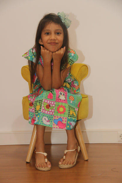 VESTIDO TRAPÉZIO CASUAL PASSARINHO