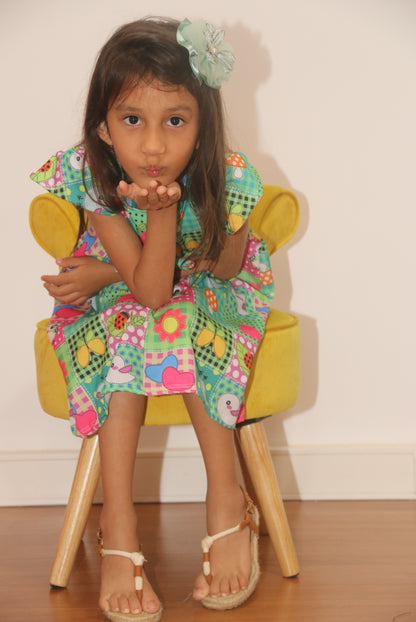 VESTIDO TRAPÉZIO CASUAL PASSARINHO