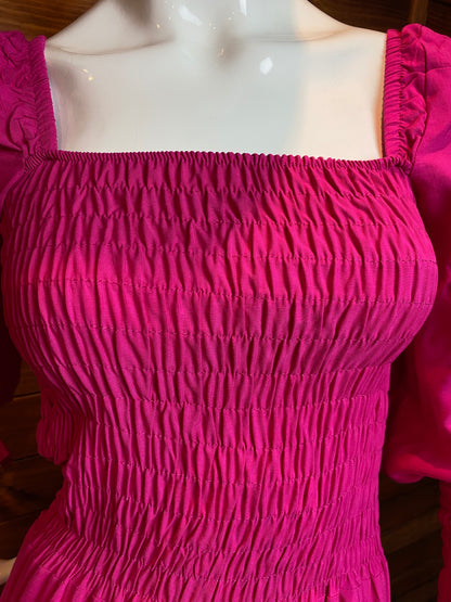 VESTIDO VISCOLINHO COM MANGA BORBADA - REBECA